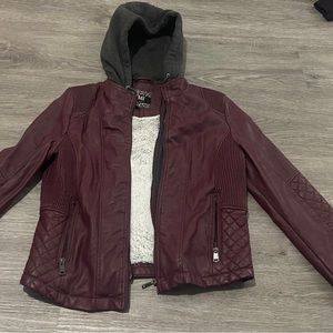 YMI Collection faux women’s hooded leather jacket